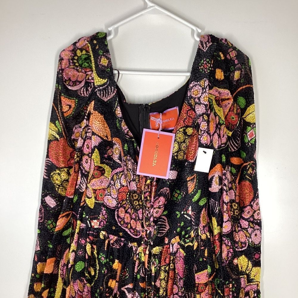 La DoubleJ Wanderlust Dress Eden Devore Velvet Black Orange Maxi‎ Dress Size XS - Picture 3 of 17